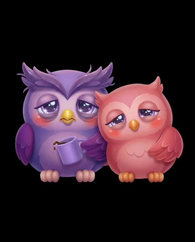 Tired owl parents